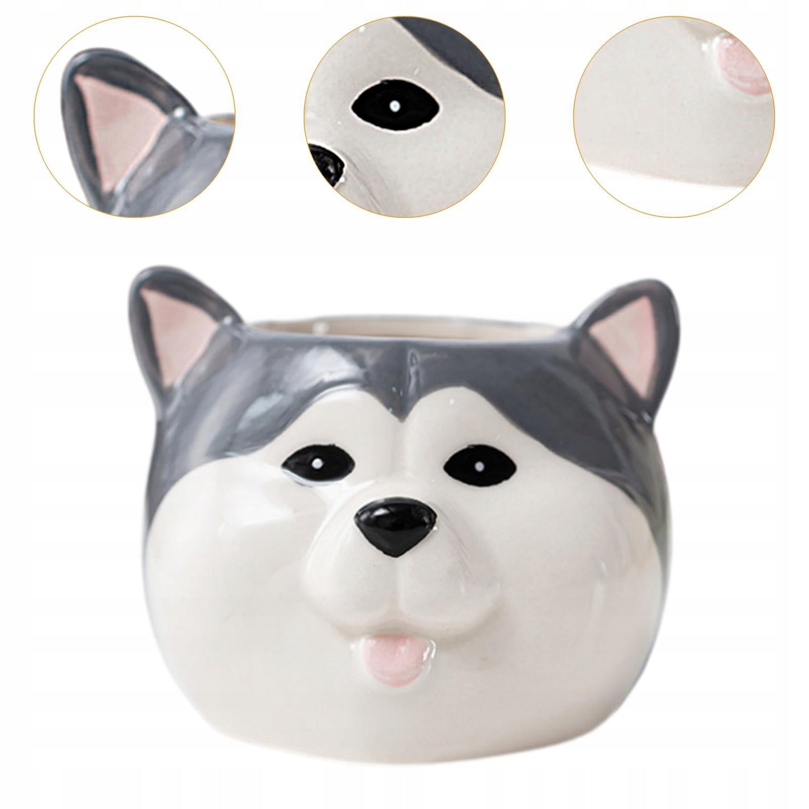 Porcelain Cartoon Dog Puppy Figurine Planter Flower Plant Pot Husky Manufacturer code 03153113578