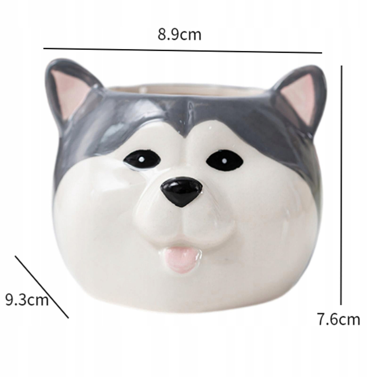 Porcelain Cartoon Dog Puppy Figurine Planter Flower Plant Pot Husky Manufacturer no brand