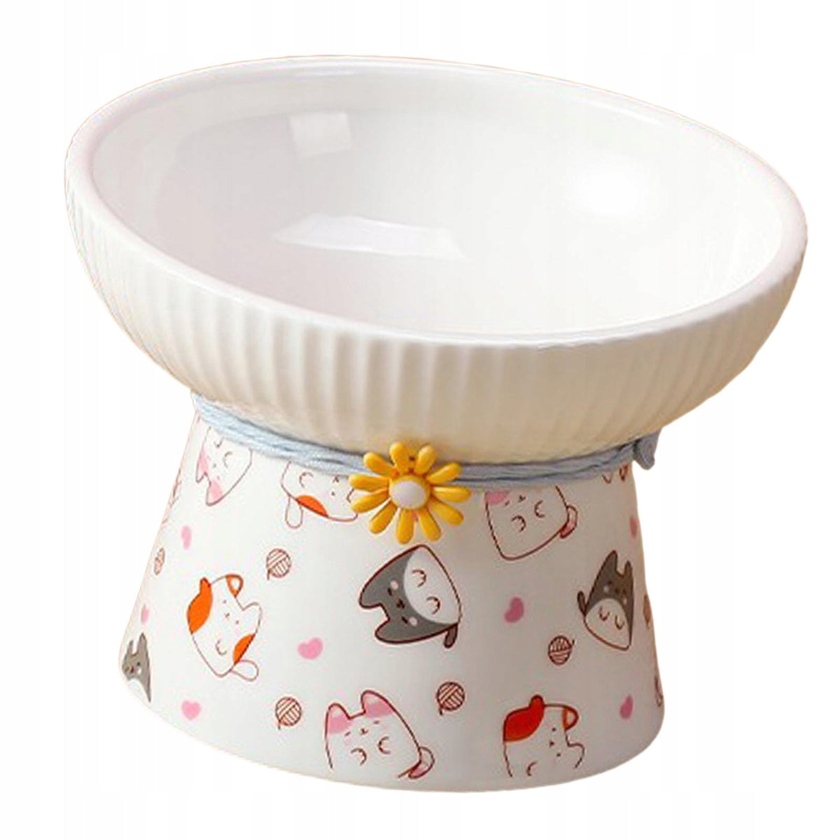 Porcelain Cat Bowl Raised Cat Dishes Portable Non Slip Pattern Tilted