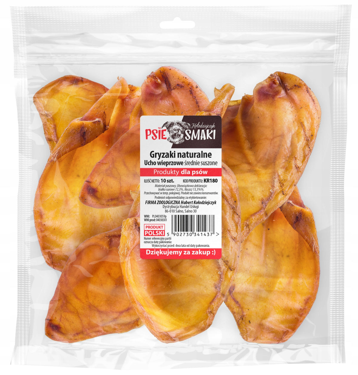 Pork Ear - 10PCS/op. approx. 400-500g Dried Natural Dog Teether
