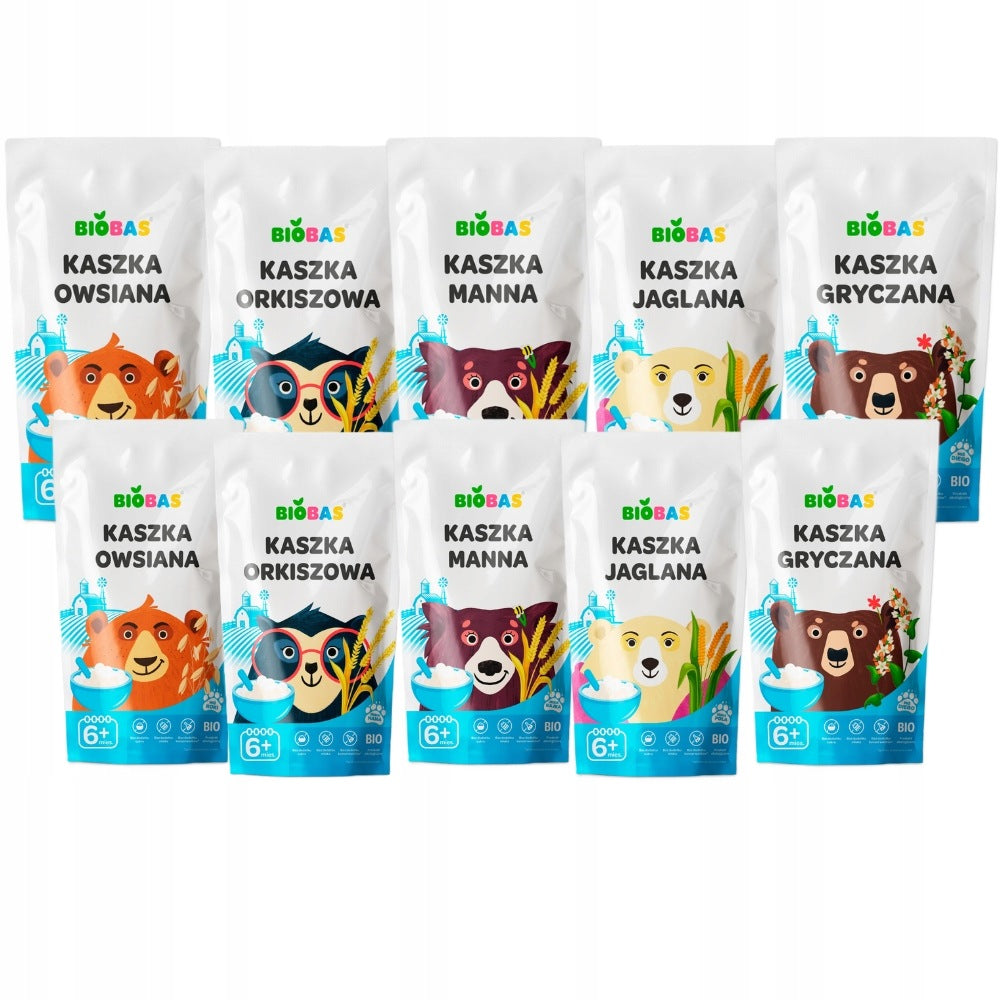 Porridge Biobas Bozmleczna 10pcs Organic Porridge Set WITHOUT SUGAR