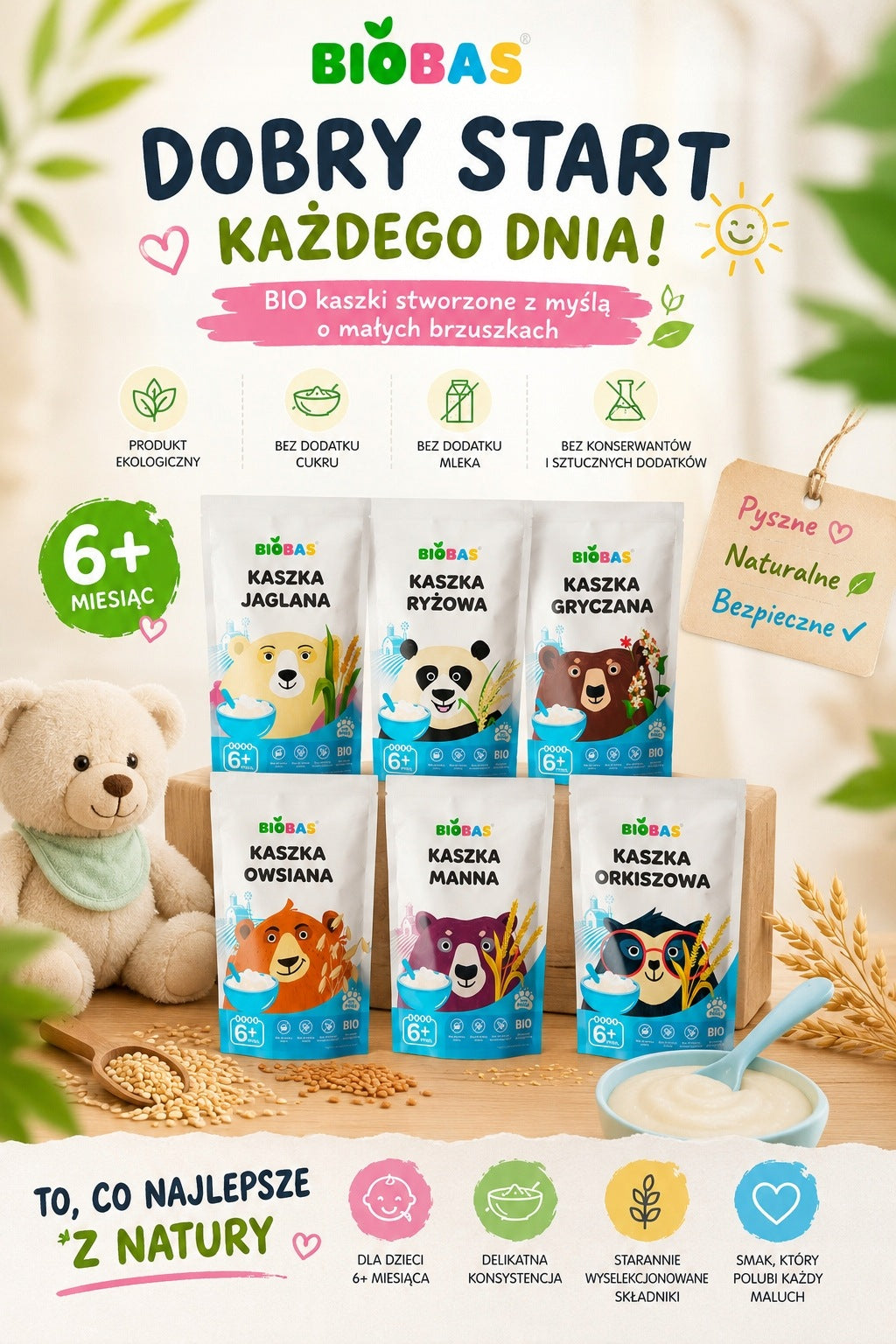 Porridge Manna Millet Porridge Oatmeal BIO Production EU 6 pcs. BioBas Brand BioBas