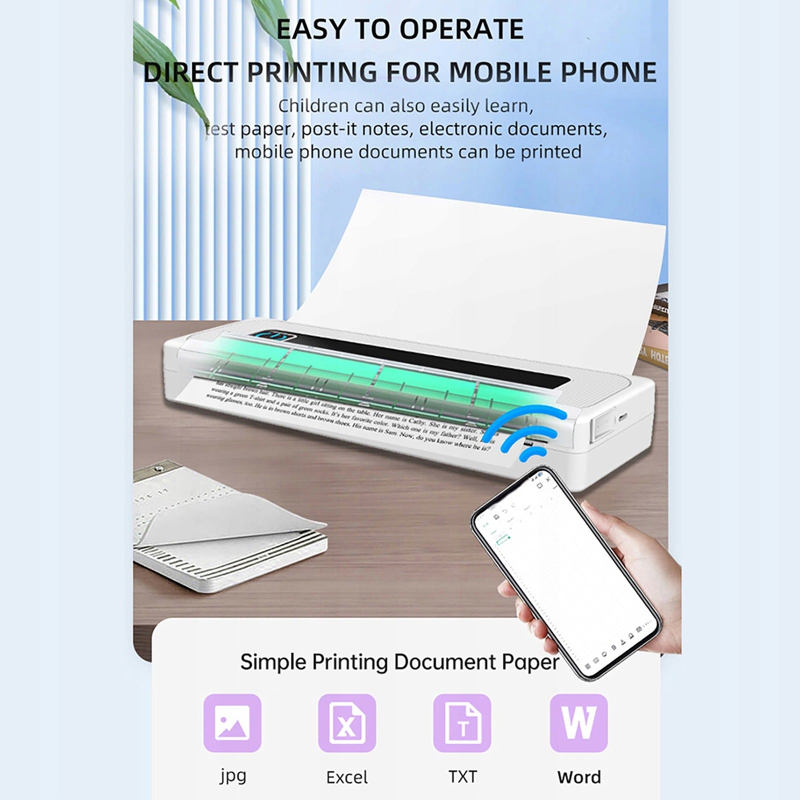 Portable A4 Printer Thermal Paper Printing For Mobile Printer Printing technology other
