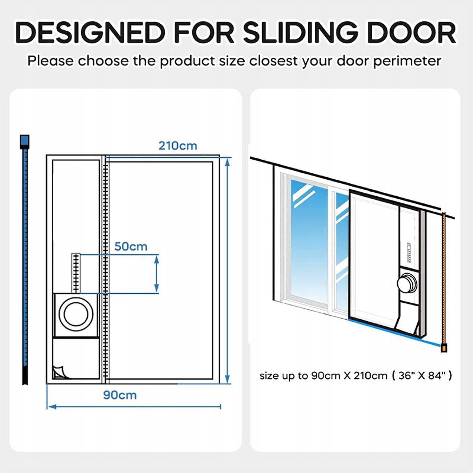 Portable AC Sliding Door Seal Kit Practical Drawstring Design 25cmx232cm Medical device no