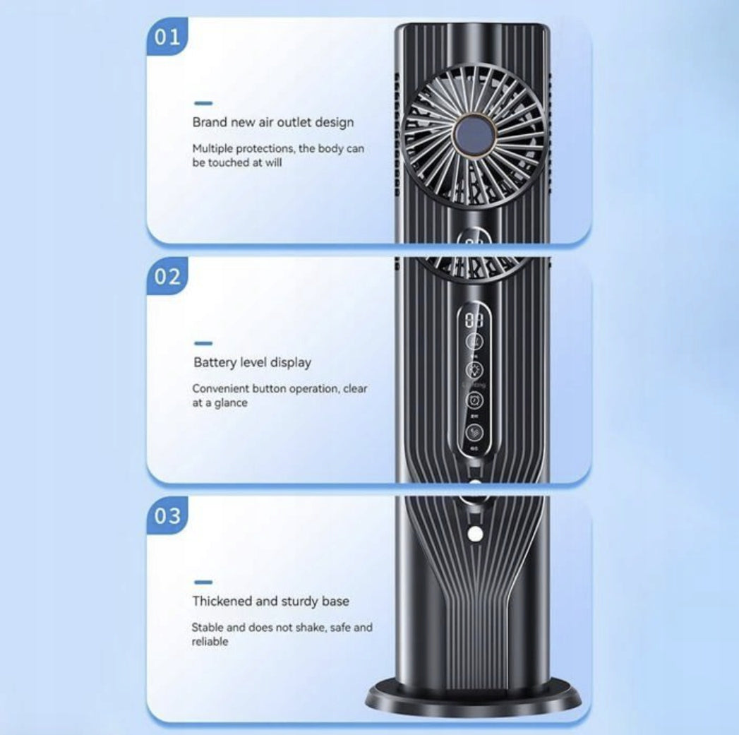 Portable Air Conditioner, 6 Speeds Personal Cooling Fan 3 in 1 Air Cooler Dominant color black