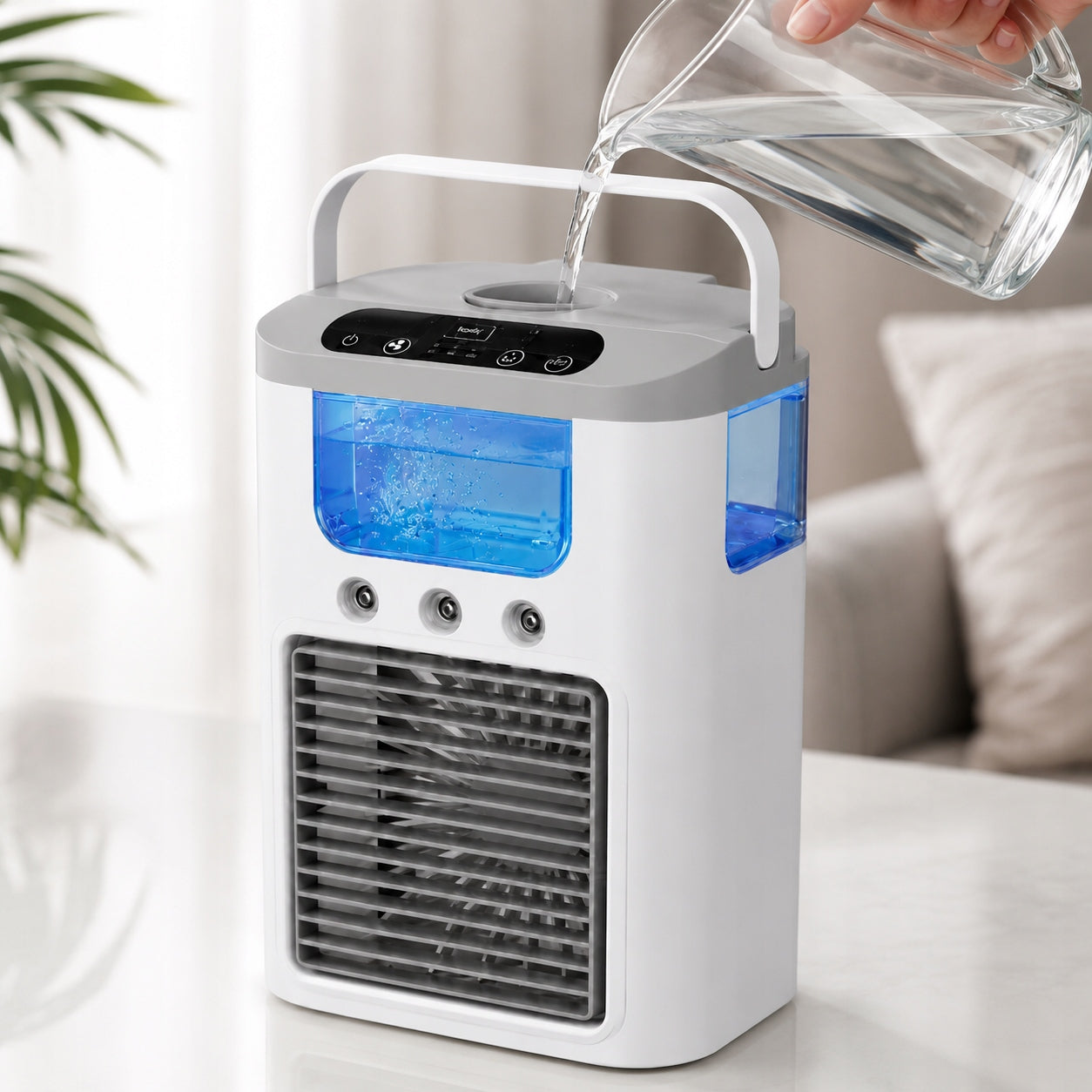 Portable Air Conditioner,600 ml,Rechargeable ,3 Speeds, 60°Oscillation Dominant color white