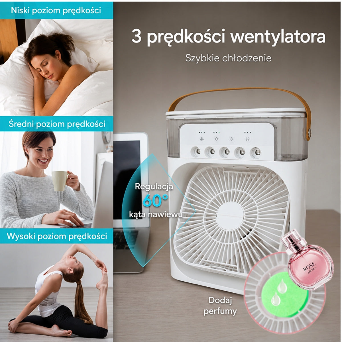 Portable Air Conditioner Desk Water Humidifier LED Aromatherapy Manufacturer code KLIMATYZATOR Air Cooler Fan AROMATERAPIA