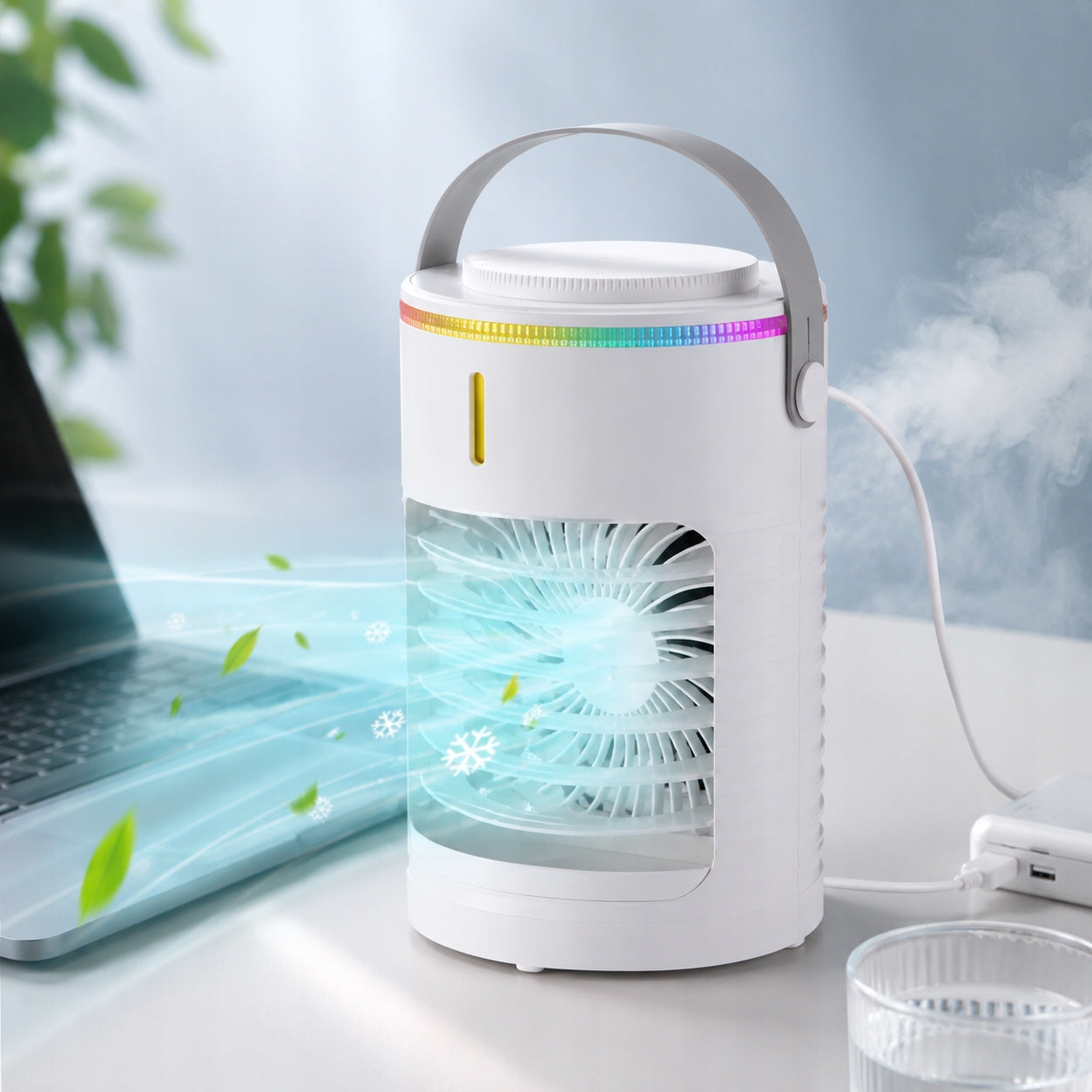 Portable Air Conditioner Fan 600ml USB Humidifier 3 Speeds Quiet AC Brand no brand