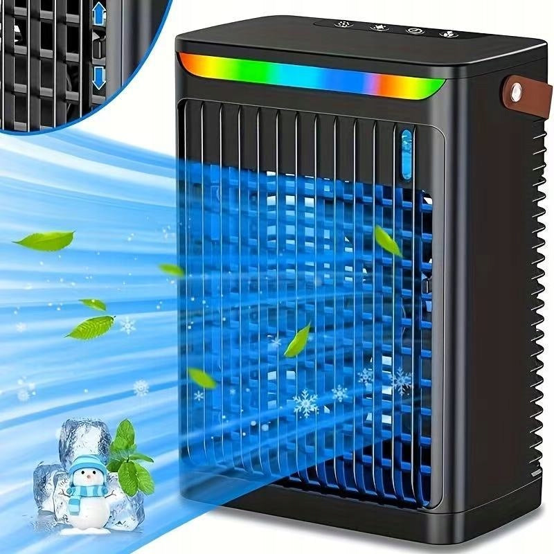 Portable Air Conditioner Fan 680ml USB Humidifier 5Speeds Night Light BLack Manufacturer code 4038727614077