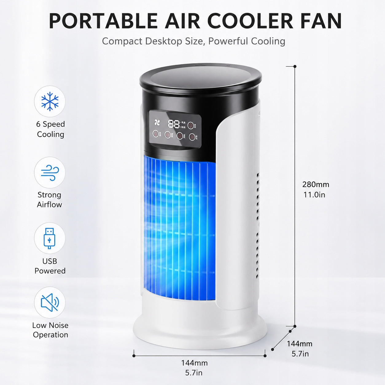 Portable Air Conditioner Tower Air Fan USB Mist Humidifier 6 Speeds Timer Manufacturer code 4038727613674