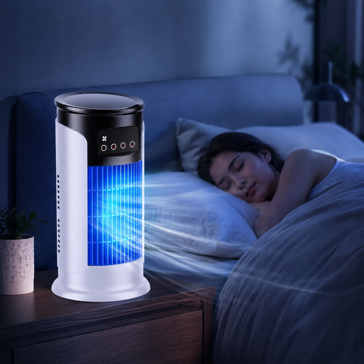 Portable Air Conditioner Tower Air Fan USB Mist Humidifier 6 Speeds Timer Range of energy efficiency classes A+ - F