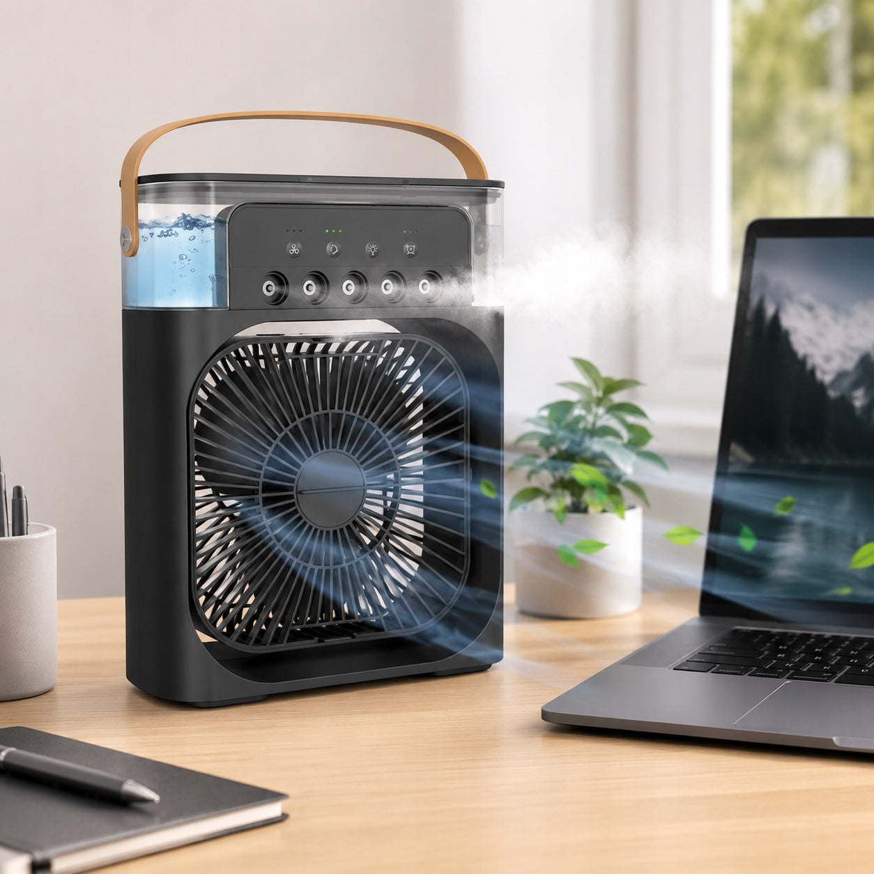 Portable Air Conditioner and Air Cooler, 600 mL, Plug-in Mist Fan,3-Speed Brand no brand