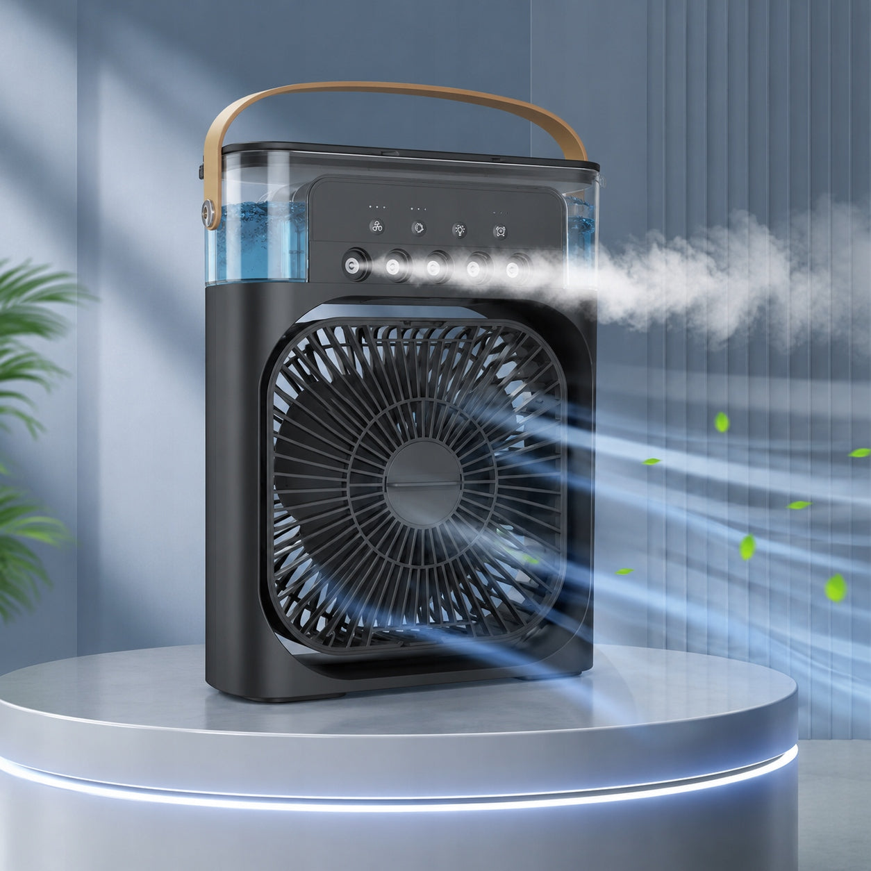 Portable Air Conditioner and Air Cooler, 600 mL, Plug-in Mist Fan,3-Speed Power 5 W