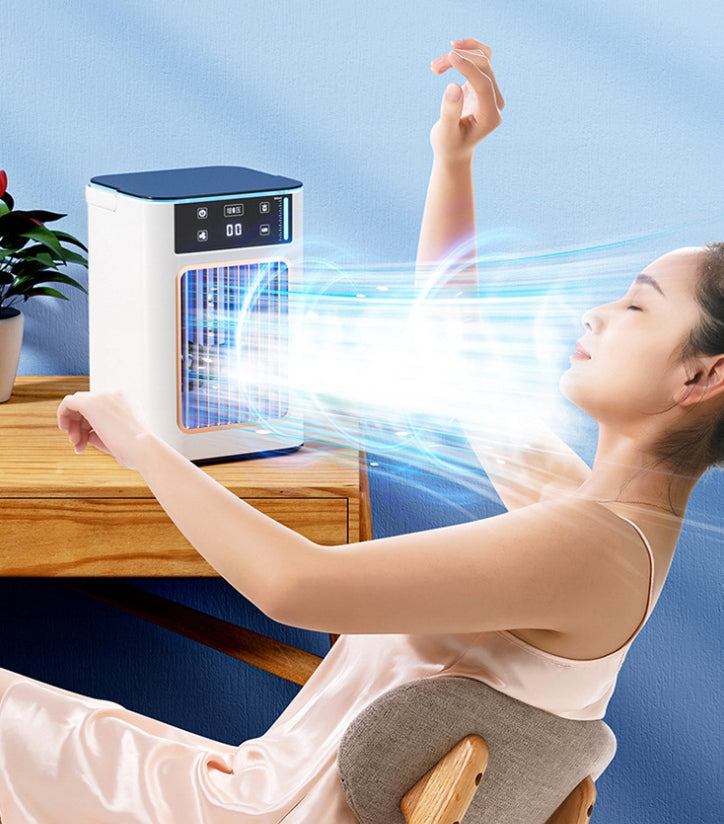 Portable Air Cooler 900ml USB 3 Speeds Mist Fan LED Light Ice Tray Dominant color multicolor
