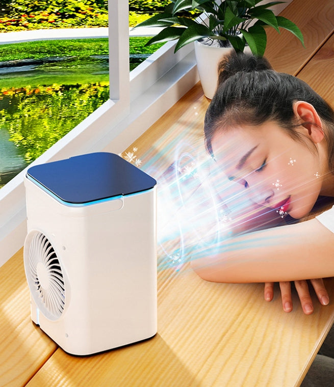 Portable Air Cooler 900ml USB 3 Speeds Mist Fan LED Light Ice Tray Power 10 W