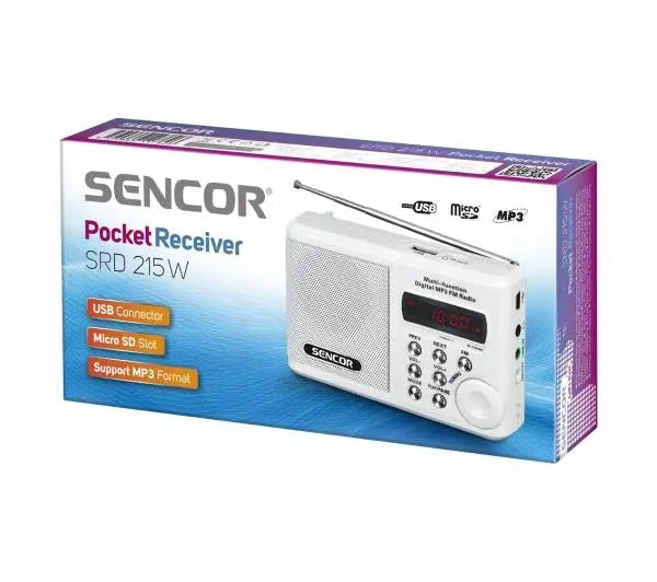 Portable Analog Radio Sencor SRD 215 W FM Radio RDS LCD White Manufacturer code SRD 215 W