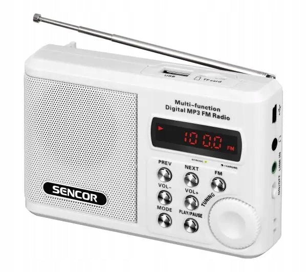 Portable Analog Radio Sencor SRD 215 W FM Radio RDS LCD White