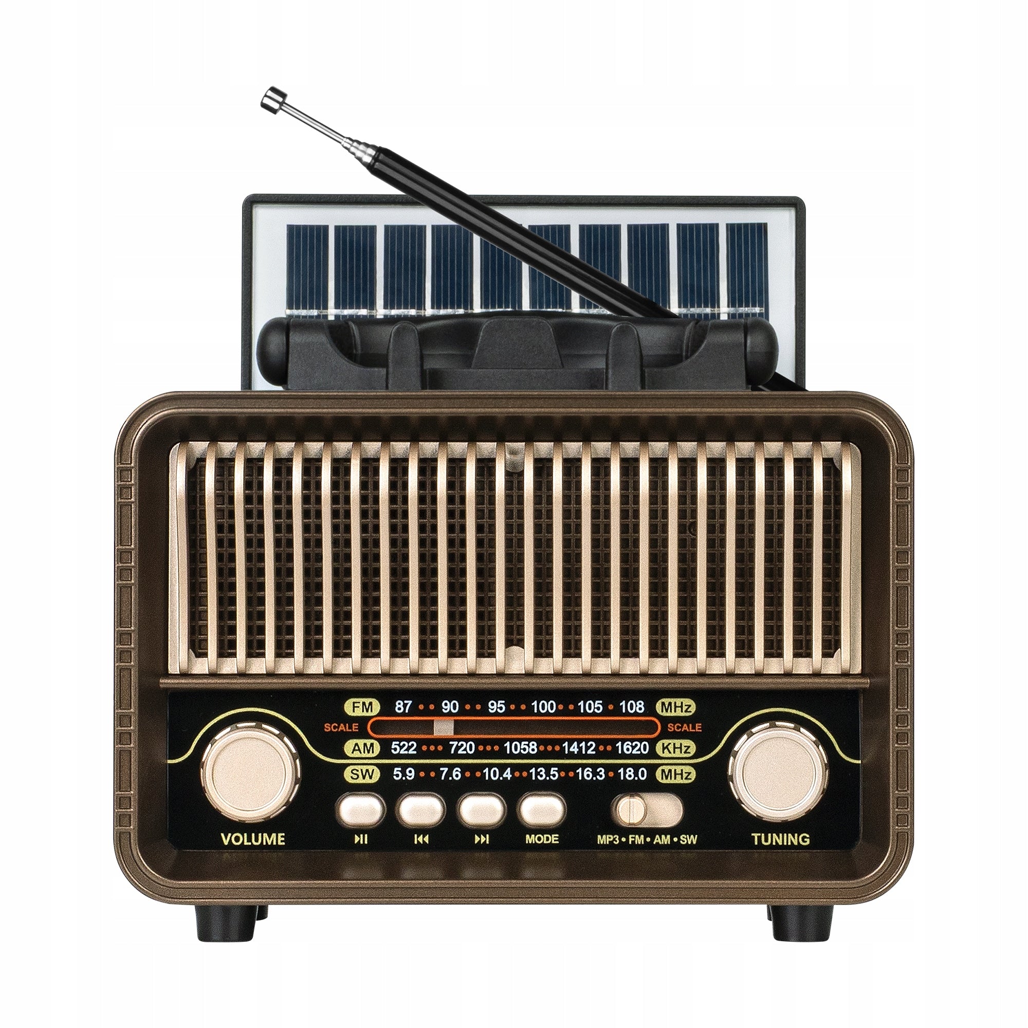 Portable Analog Solar FM Radio Kruger&Matz Bluetooth with AUX Batteries Packaging status original