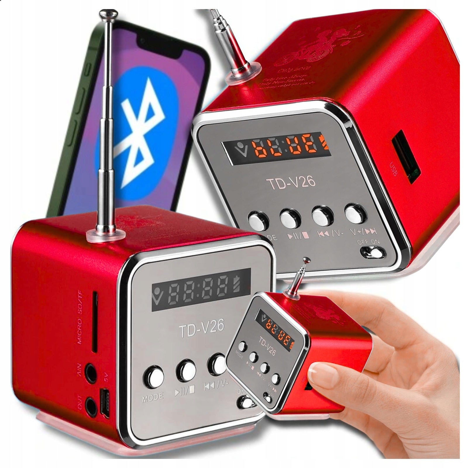 Portable Battery Operated FM Radio with FM Led Speaker USB Kitchen Radio