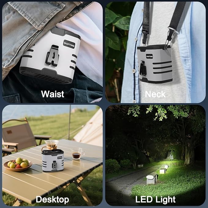 Portable Belt Fan HY-8012 Display 10000mAh LED 12000rpm Dominant color silver/gray