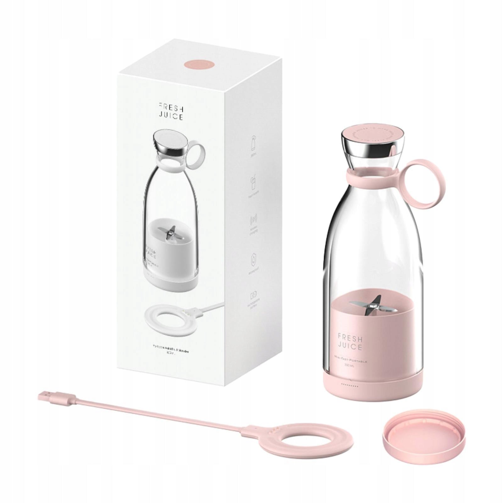 Portable Blender Juice Maker Machine Multifunctional with Handle Mini Pink