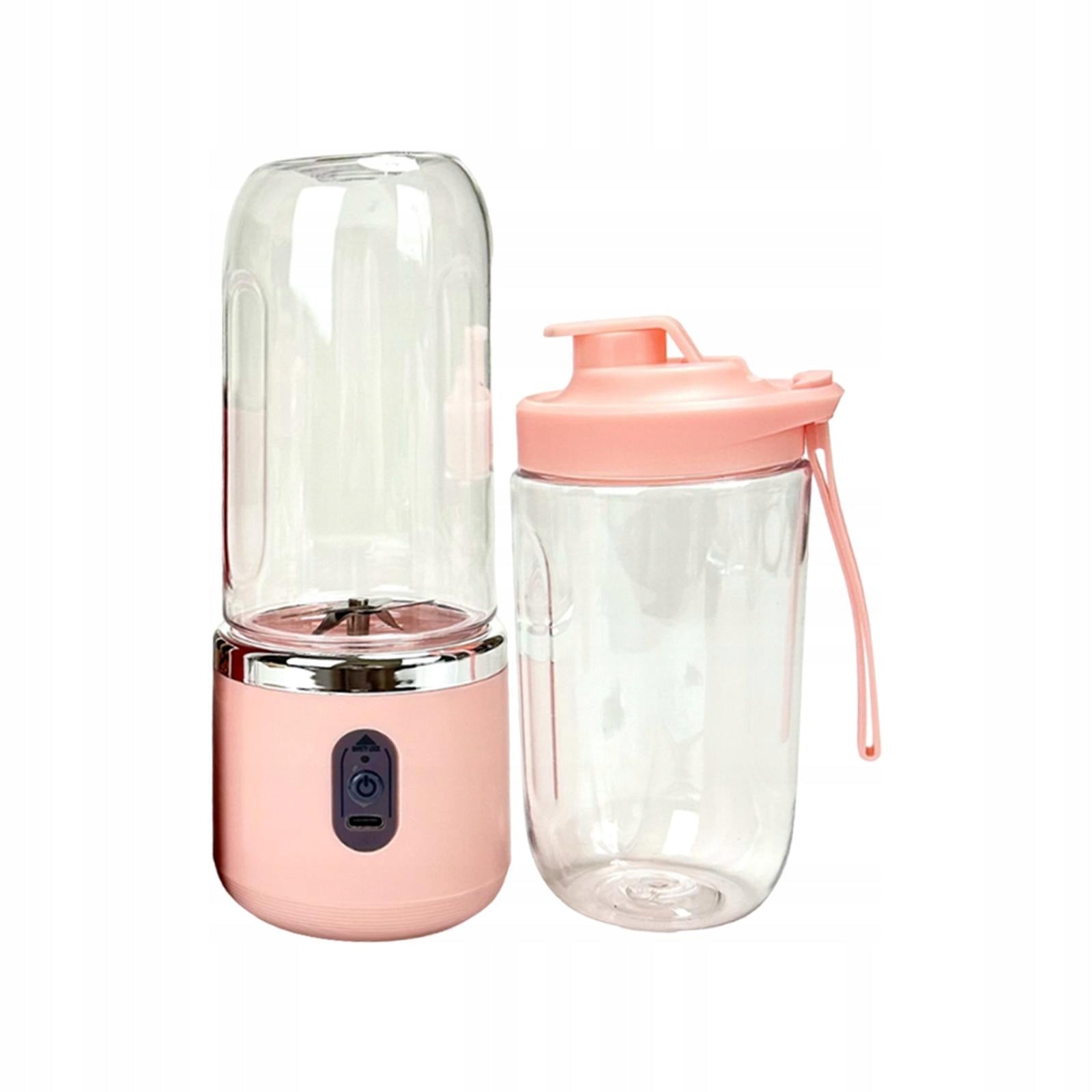 Portable Blender Juice Shakes Rechargeable Fruit Mixer Double Cup pink Packaging status original