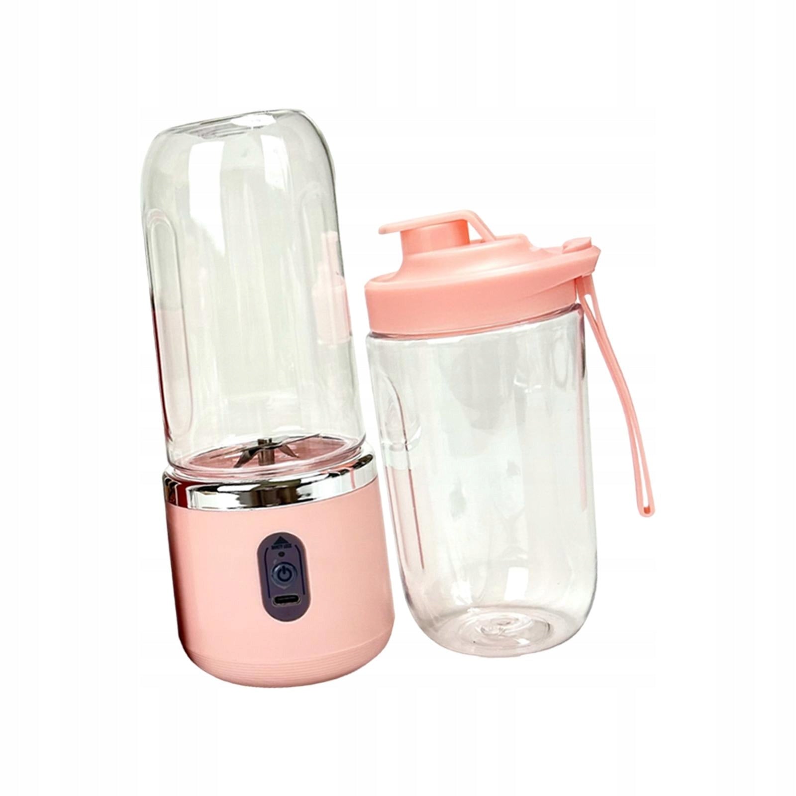 Portable Blender Juice Shakes Rechargeable Fruit Mixer Double Cup pink