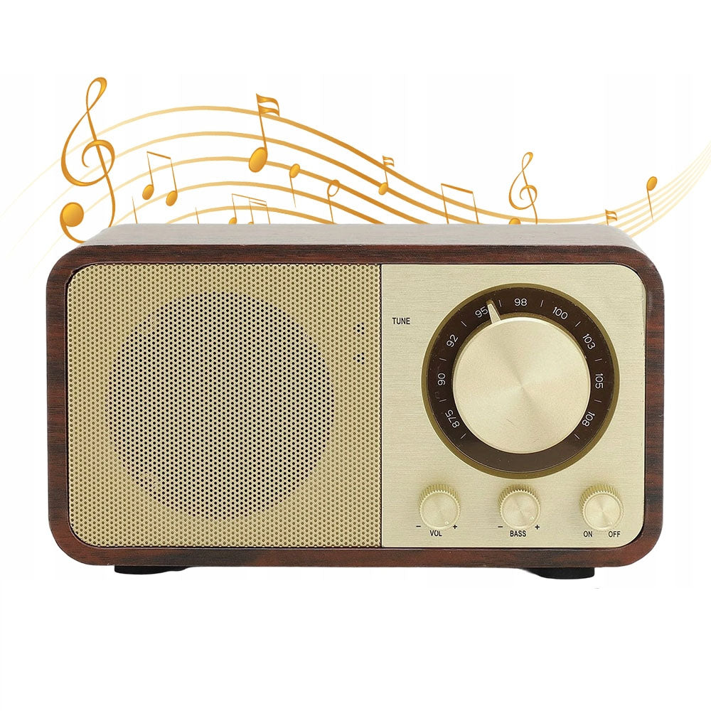Portable Bluetooth Retro Speaker With Wooden AUX/USB Pattern/TF Card 5W