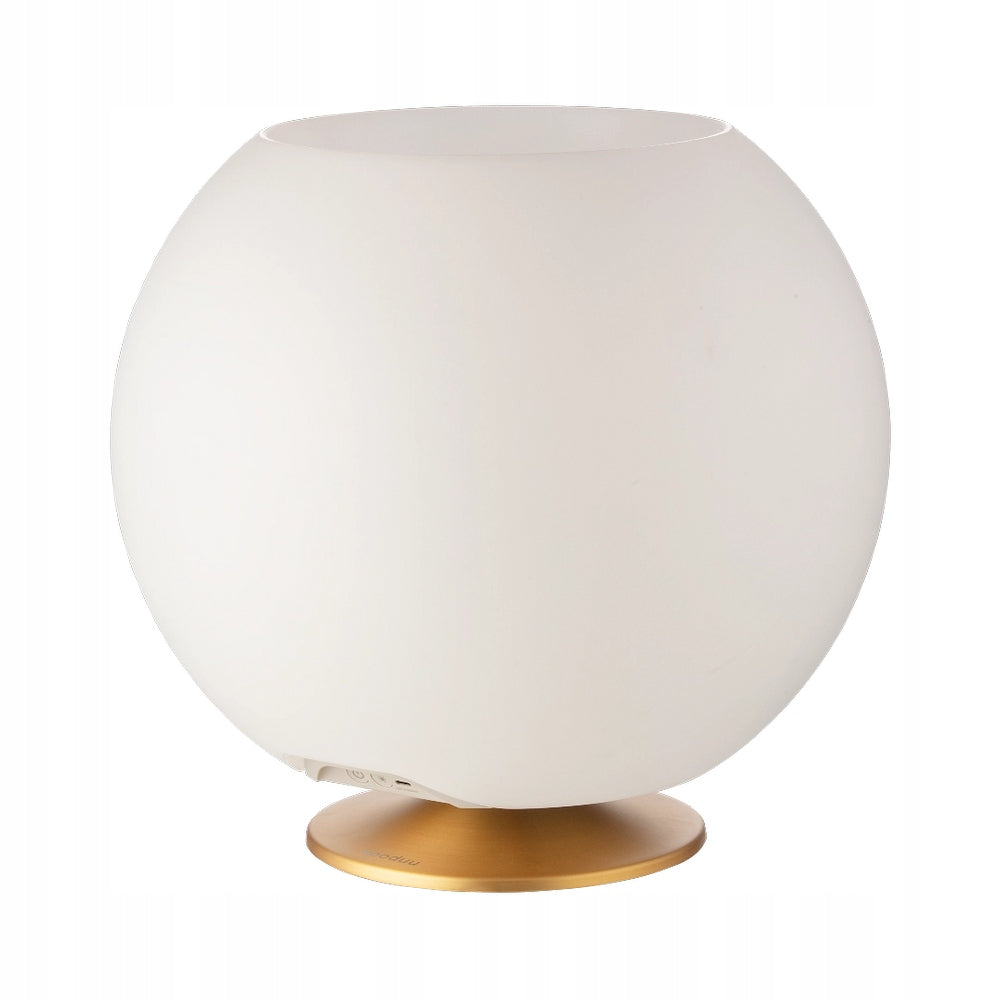 Portable Bluetooth Speaker 3in1 Lamp 10h, 15W, USB-C, Kooduu Sphere Brass Batteries included yes
