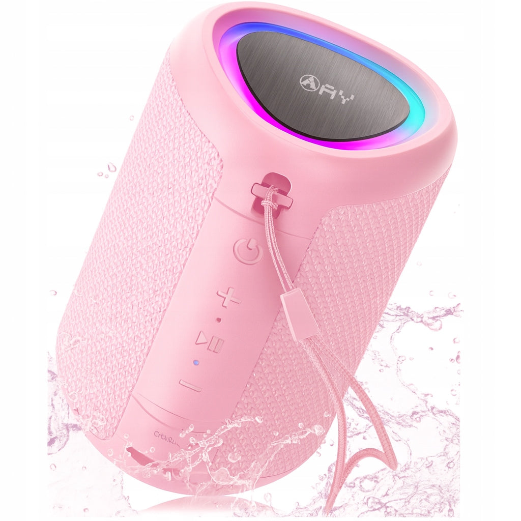 Portable Bluetooth Speaker AY-SPKA46 with LED Backlight – Pink