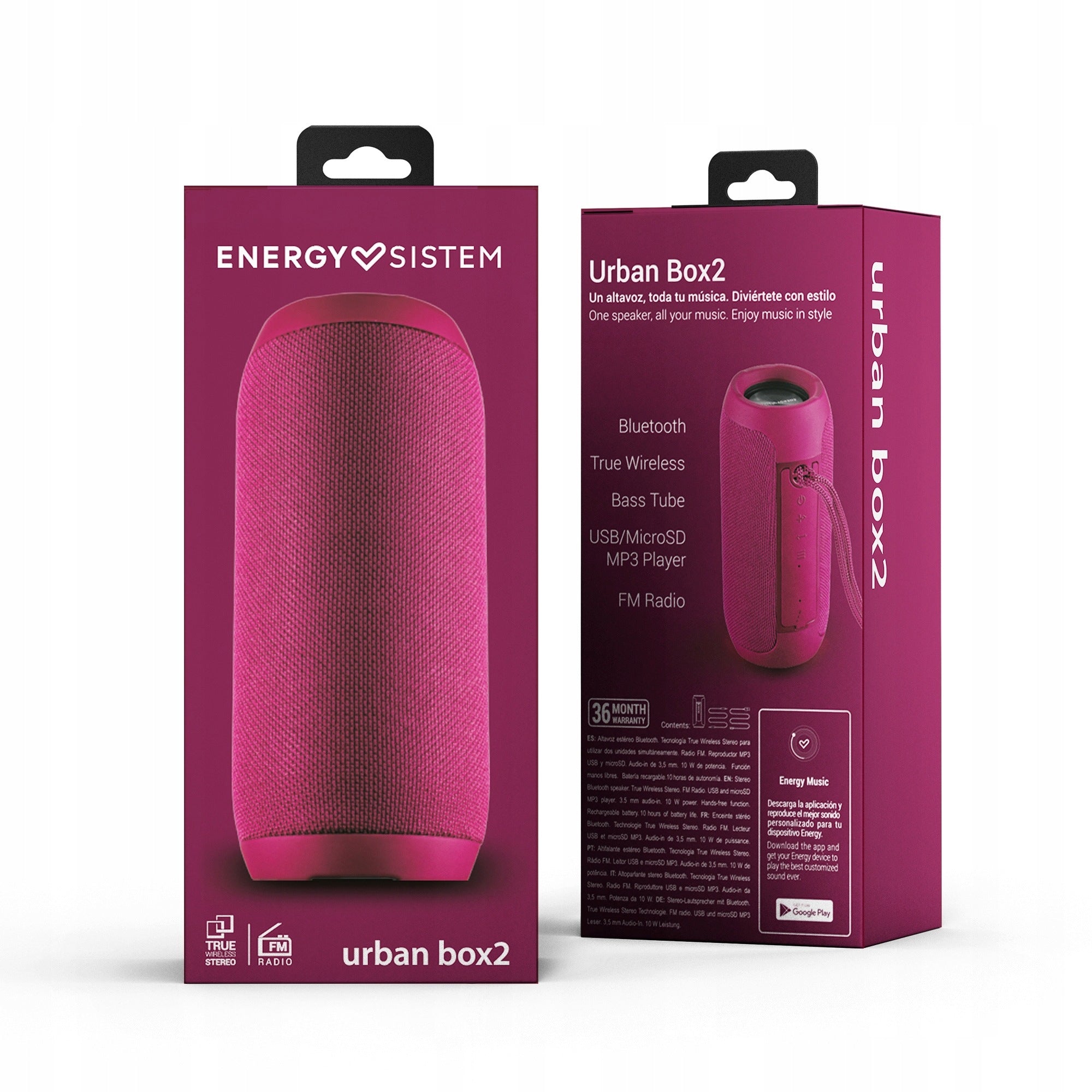Portable Bluetooth Speaker Energy Sistem Urban Box 2 10W Pink