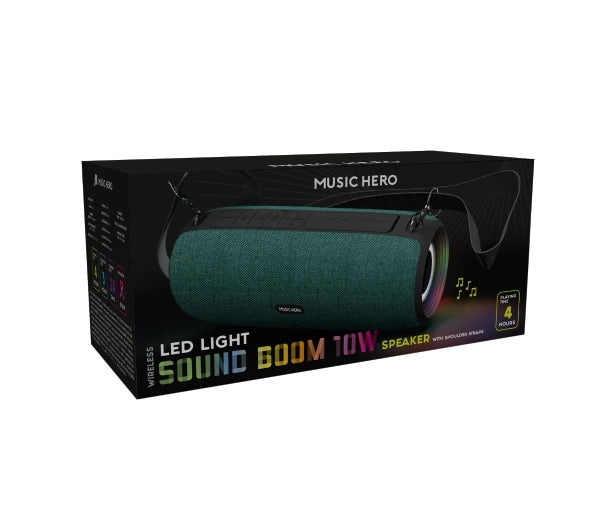 Portable Bluetooth Speaker Music Hero SOUND BOOM 10W LED LIGHT Green Packaging status original