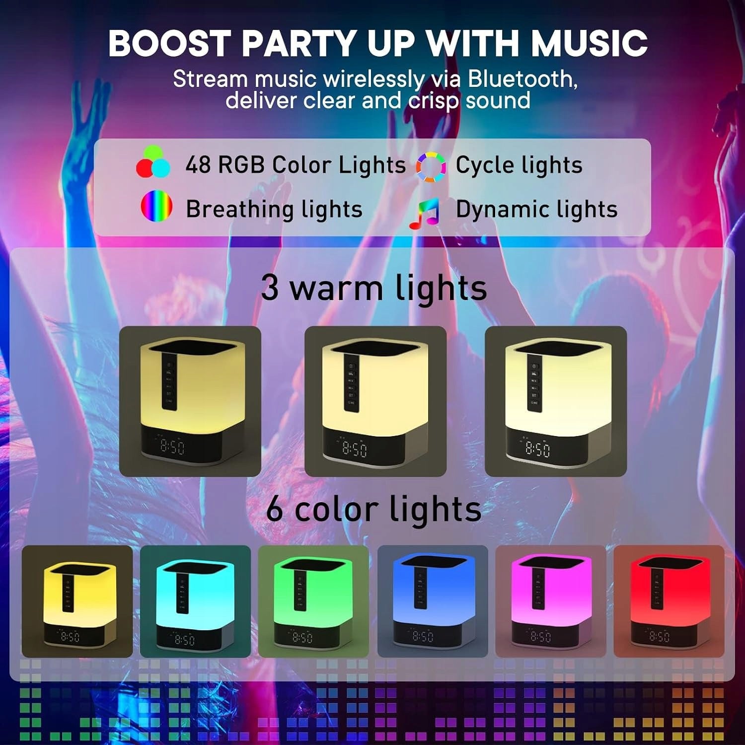 Portable Bluetooth Speaker with RGB Light Color Changing R26 Light Model Boombox