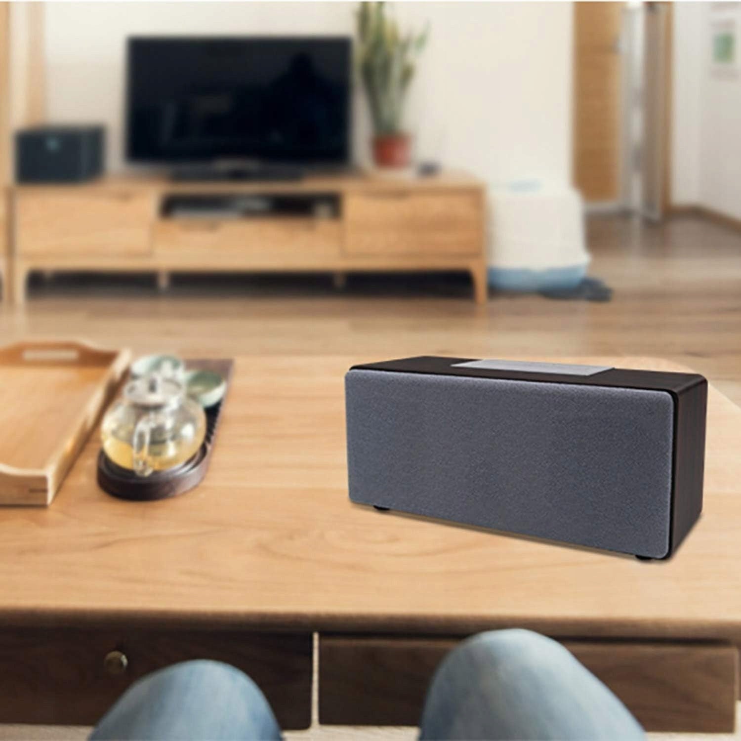 Portable Bluetooth Speaker with Sound System Wooden Case for Brand no brand