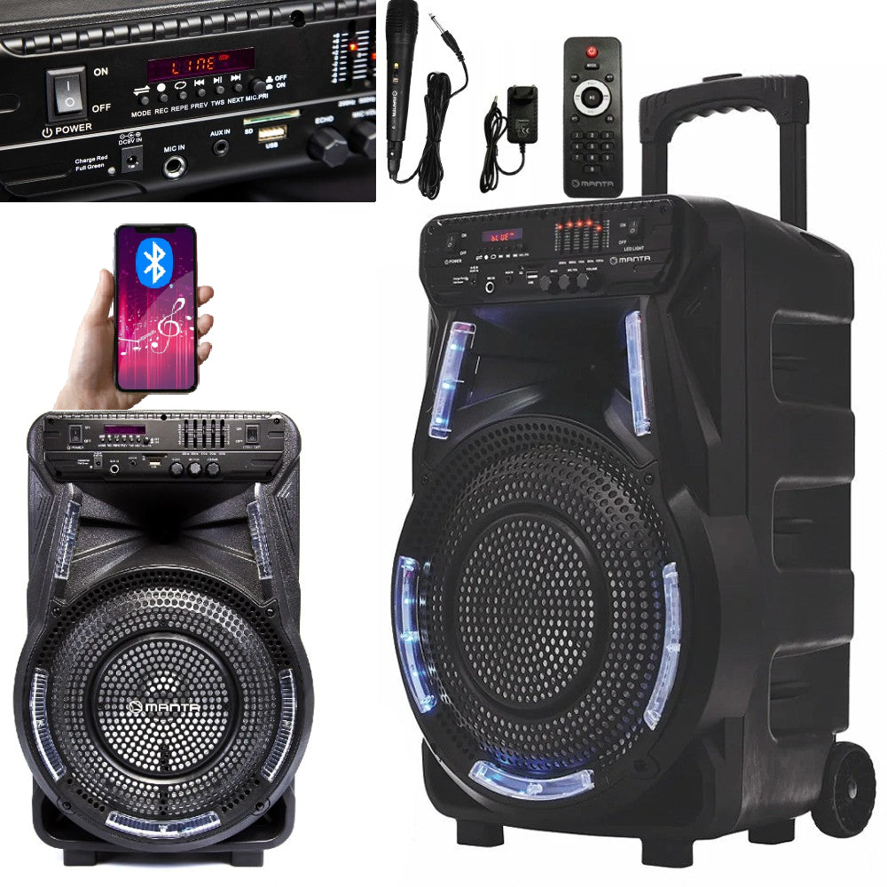 Portable Bluetooth speaker Karaoke with microphone Manta SPK5033 black 40 W