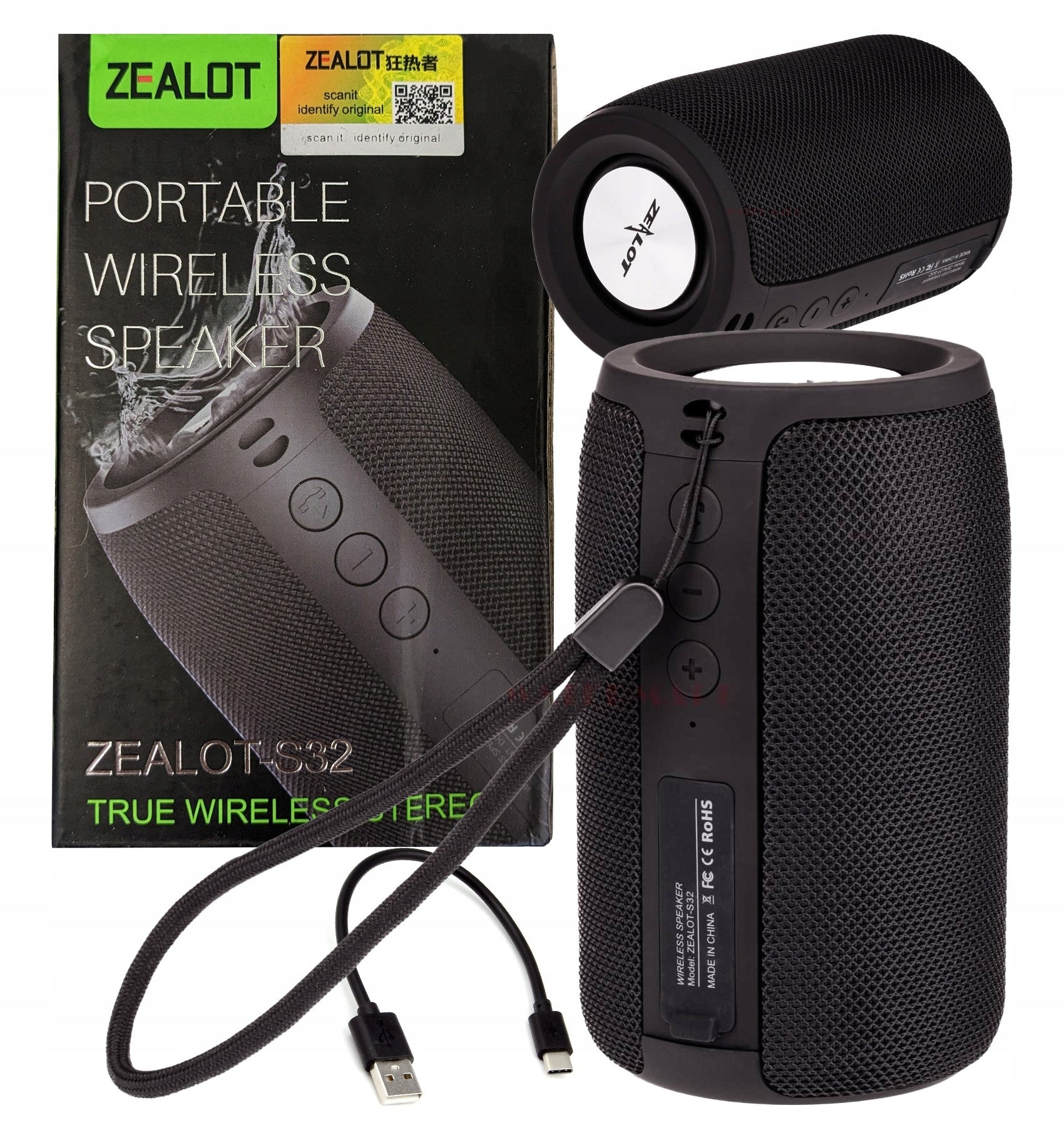 Portable Bluetooth speaker ZEALOT S32 1800mAh, micro SD slot, AUX, BT 5.2 EAN (GTIN) 6925284300551