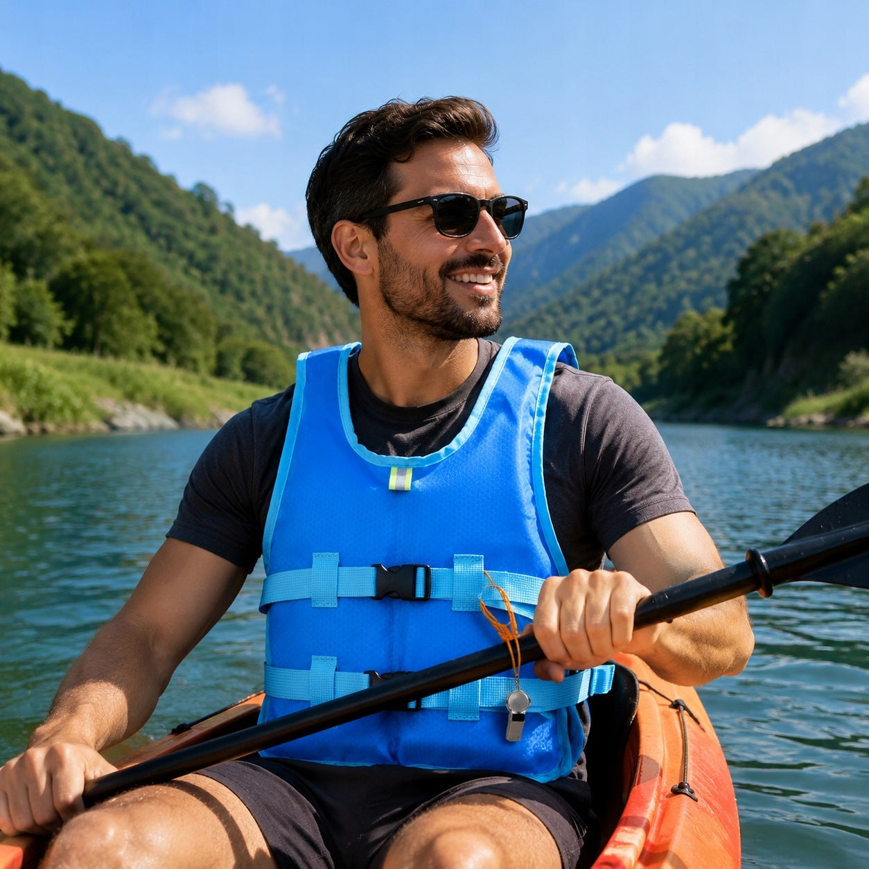 Portable Buoyancy Vest EPE Foam Body Durable Lightweight Life Jacket blue