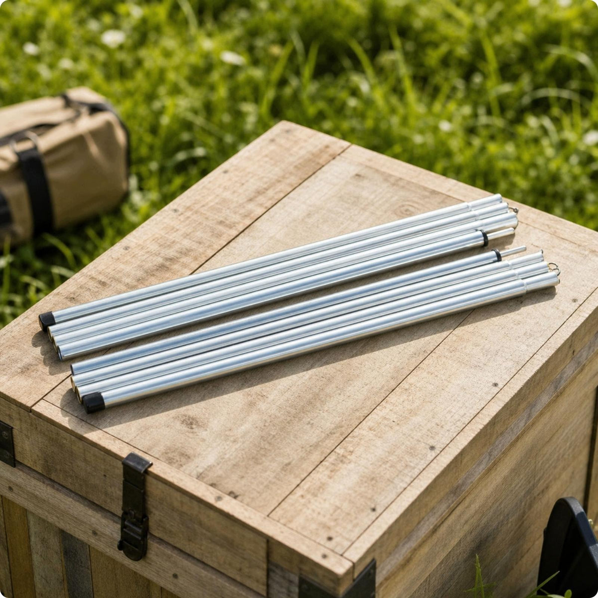 Portable Canopy Pole with Hooks | Section foldable Design, Tarp Pole