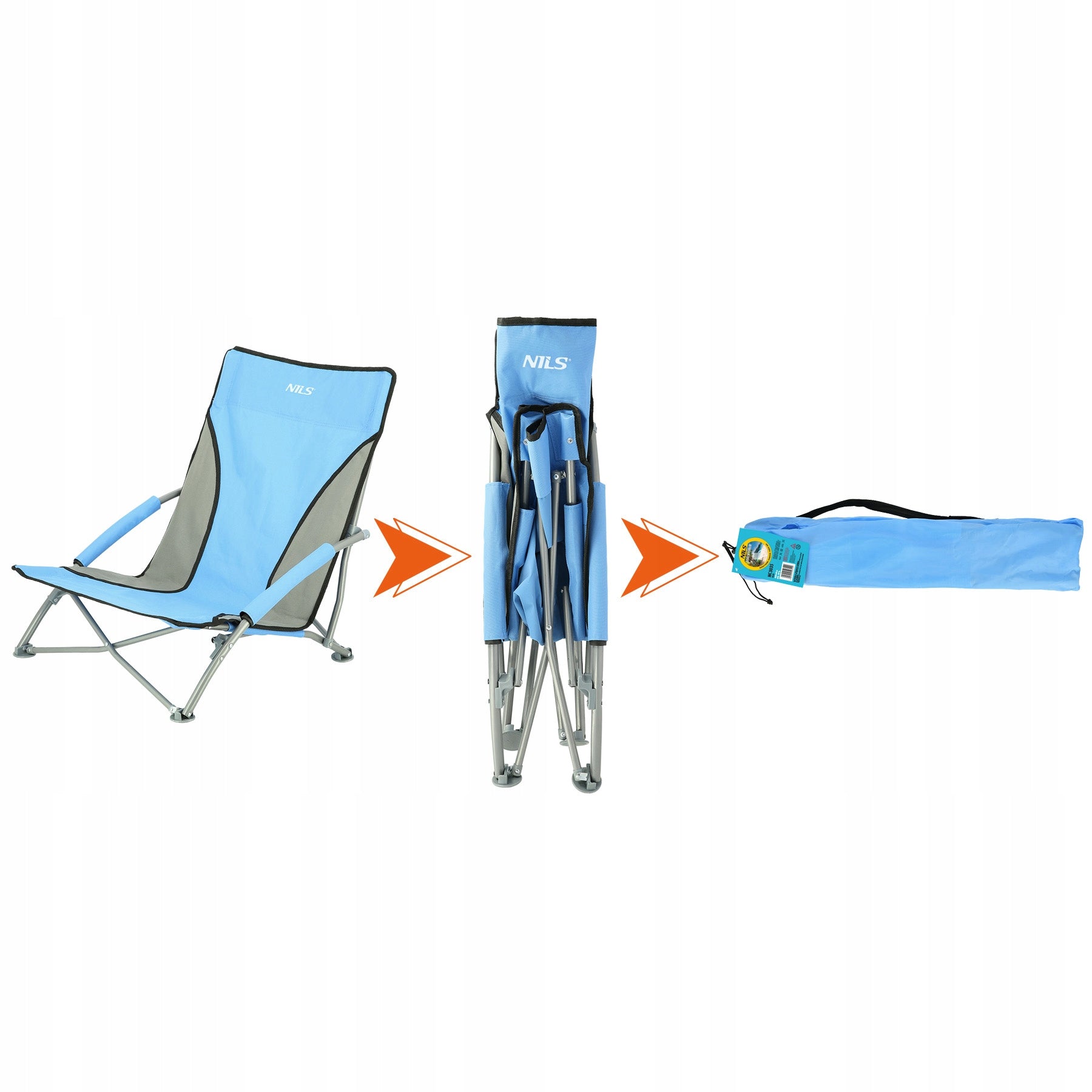 Portable Chair with Backrest for Beach Fishing Lightweight 120kg BLUE EAN (GTIN) 5907695593129