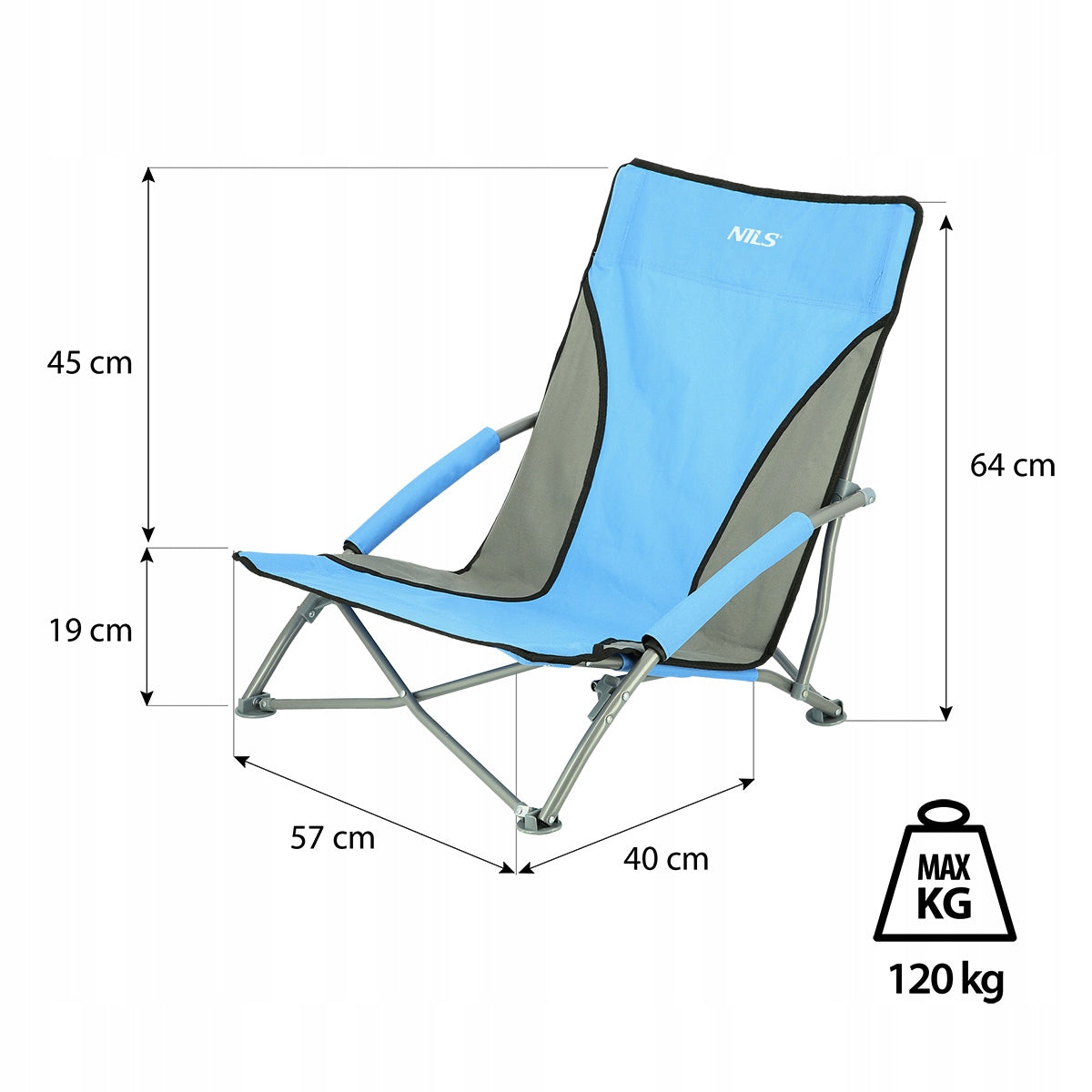 Portable Chair with Backrest for Beach Fishing Lightweight 120kg BLUE Model NC3035