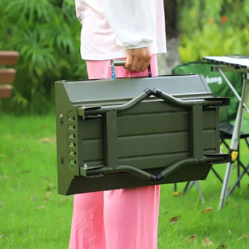 Portable Charcoal Grill Tourist Folding For Garden For Picnic Camping Grill width 35 cm