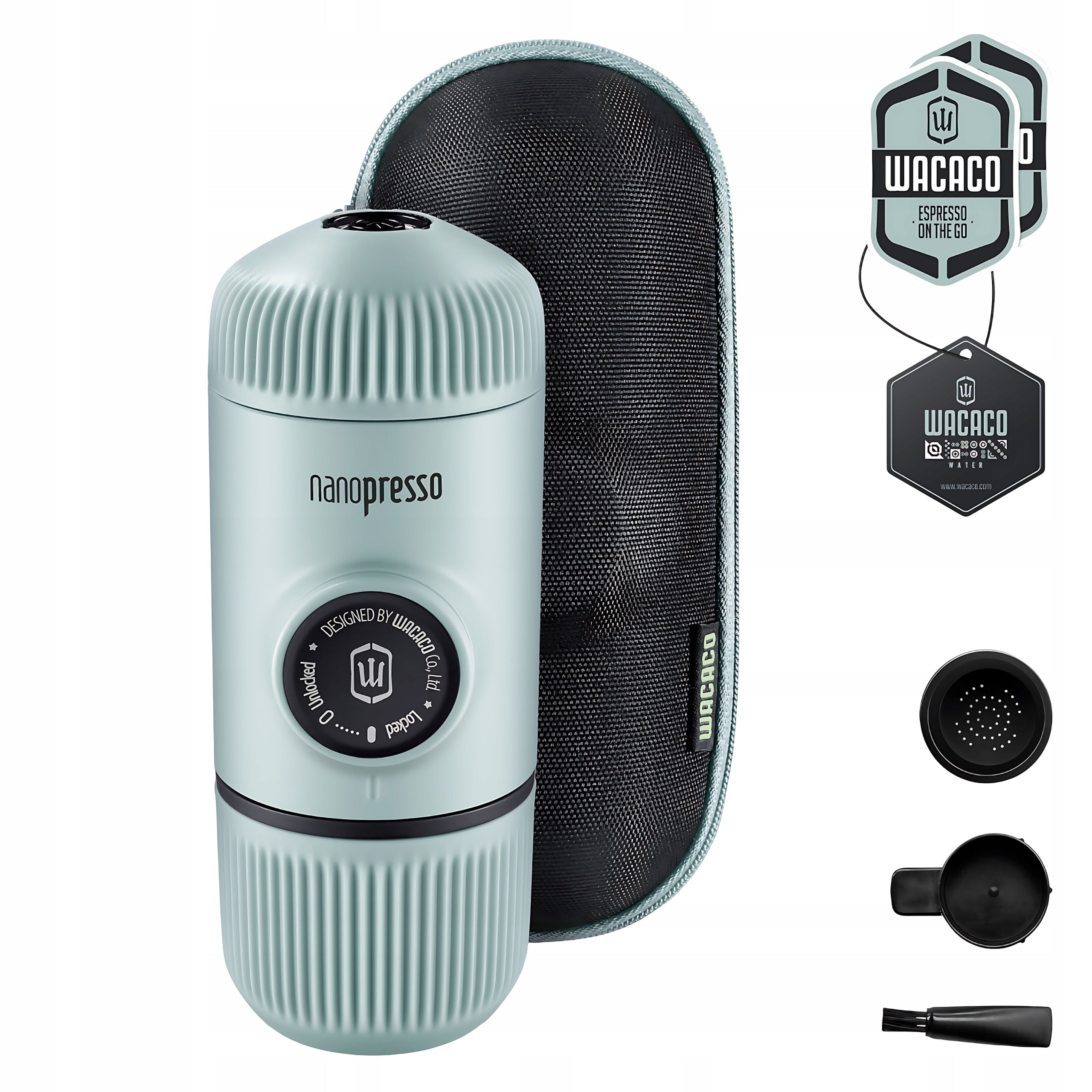 Portable Coffee Maker Wacaco Nanopresso Arctic Blue + Compact Case