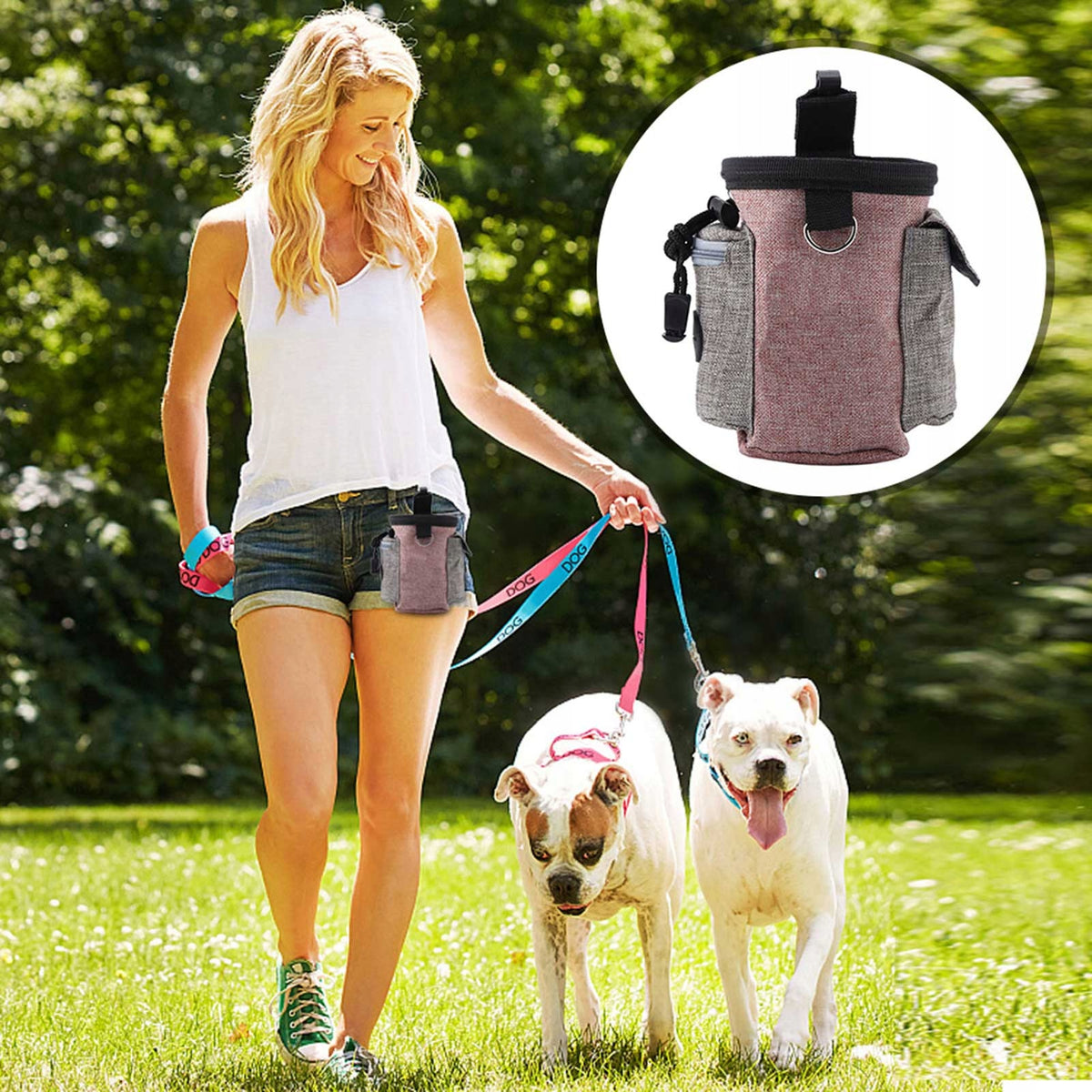 Portable, Cotton, Linen, Detachable Dog Food Pocket with Z4