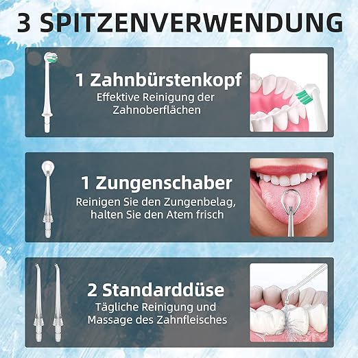 Portable Dental Irrigator White IPX7 310ml ZACCER M209 Manufacturer code IRYGATOR DO ZĘBÓW BEZPRZEWODOWY 4 TRYBY DYSZE