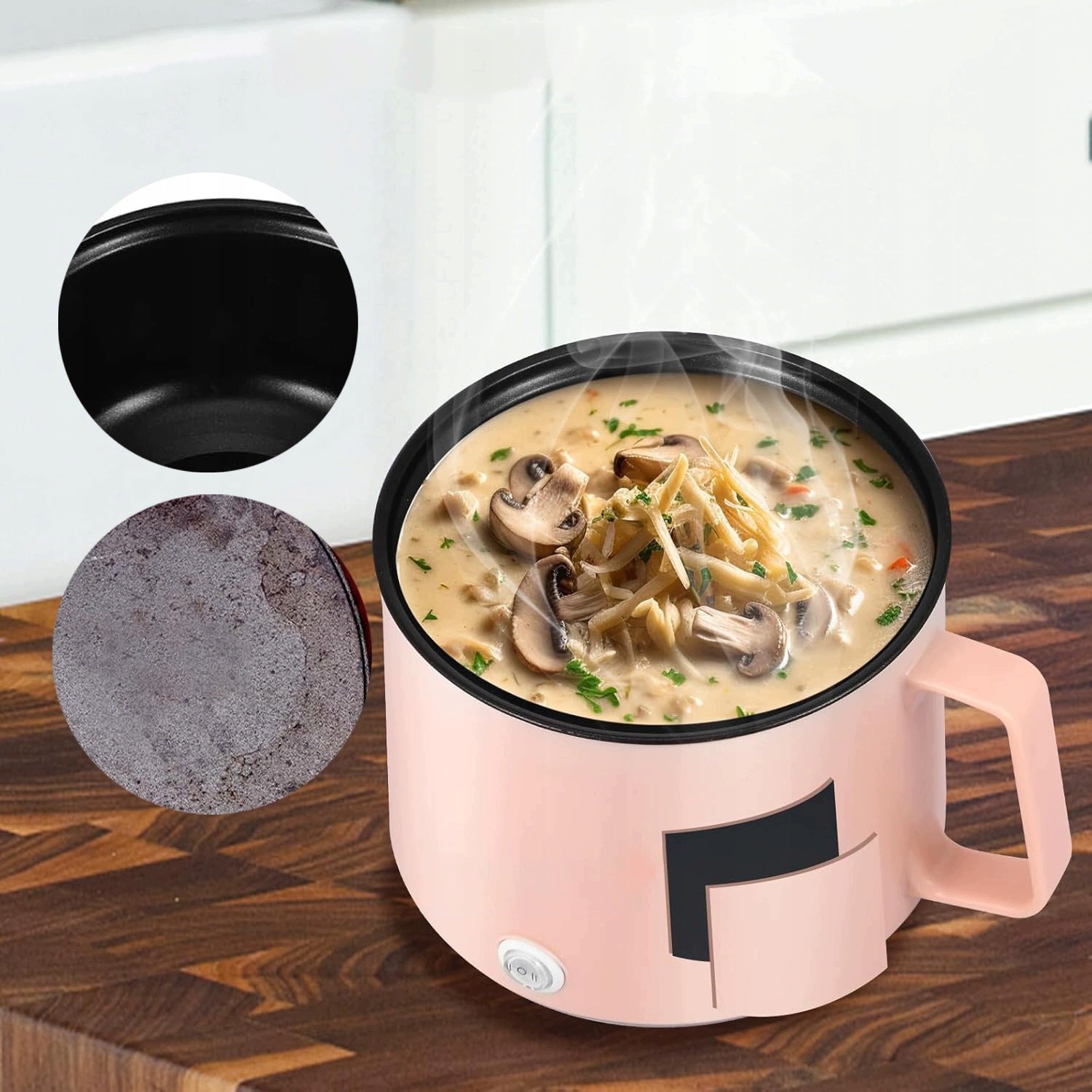 Portable Double Layer Electric Hot Pot 1,7L Pink Packaging status original