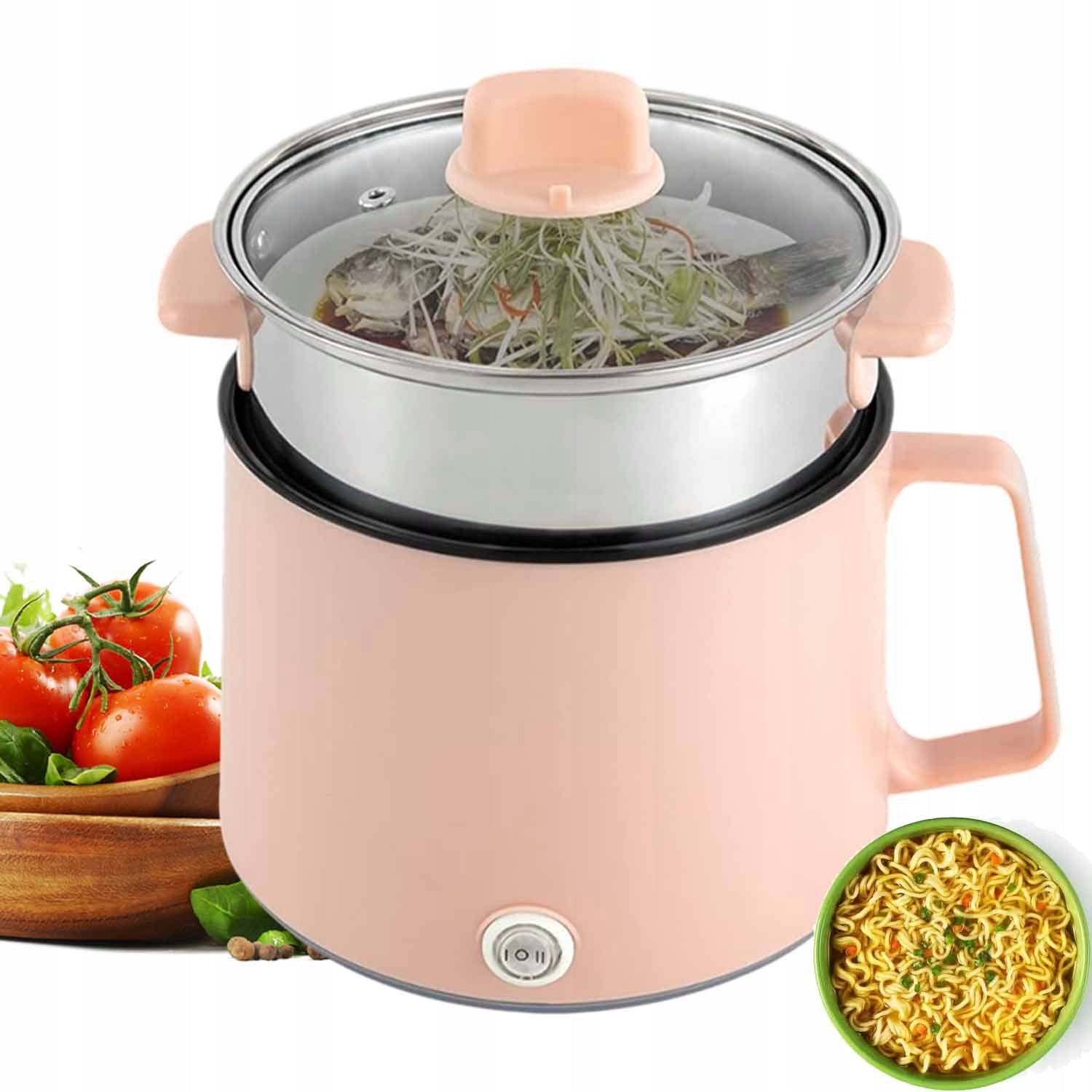 Portable Double Layer Electric Hot Pot 1,7L Pink