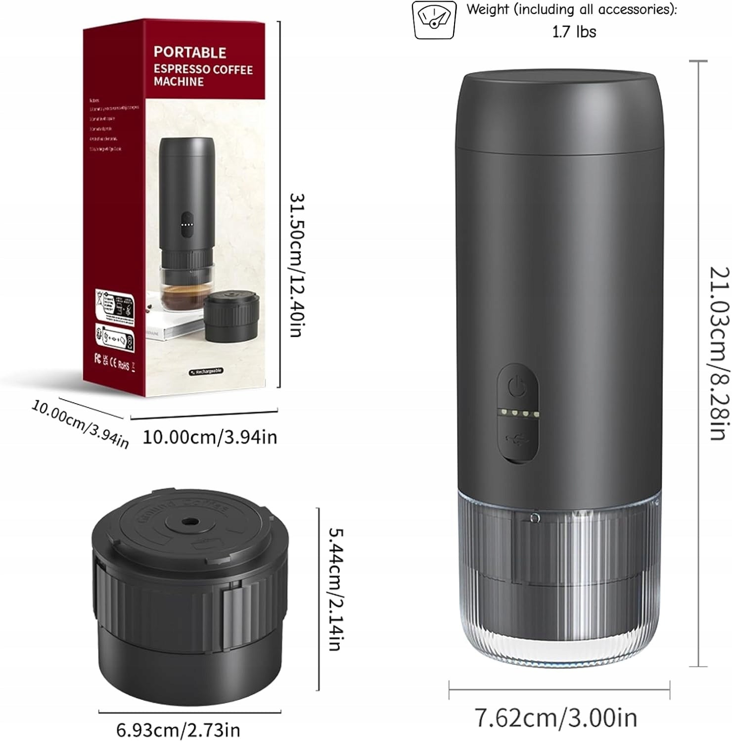 Portable Espresso Machine Compatible with Ground Coffee and Capsules Brand no brand