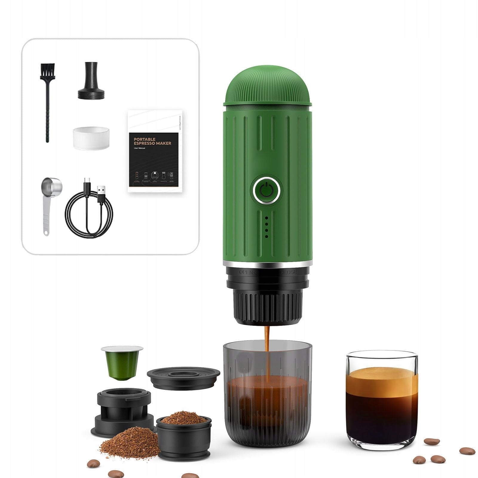 Portable Espresso Maker Automatic Capsules NS Ground Coffee