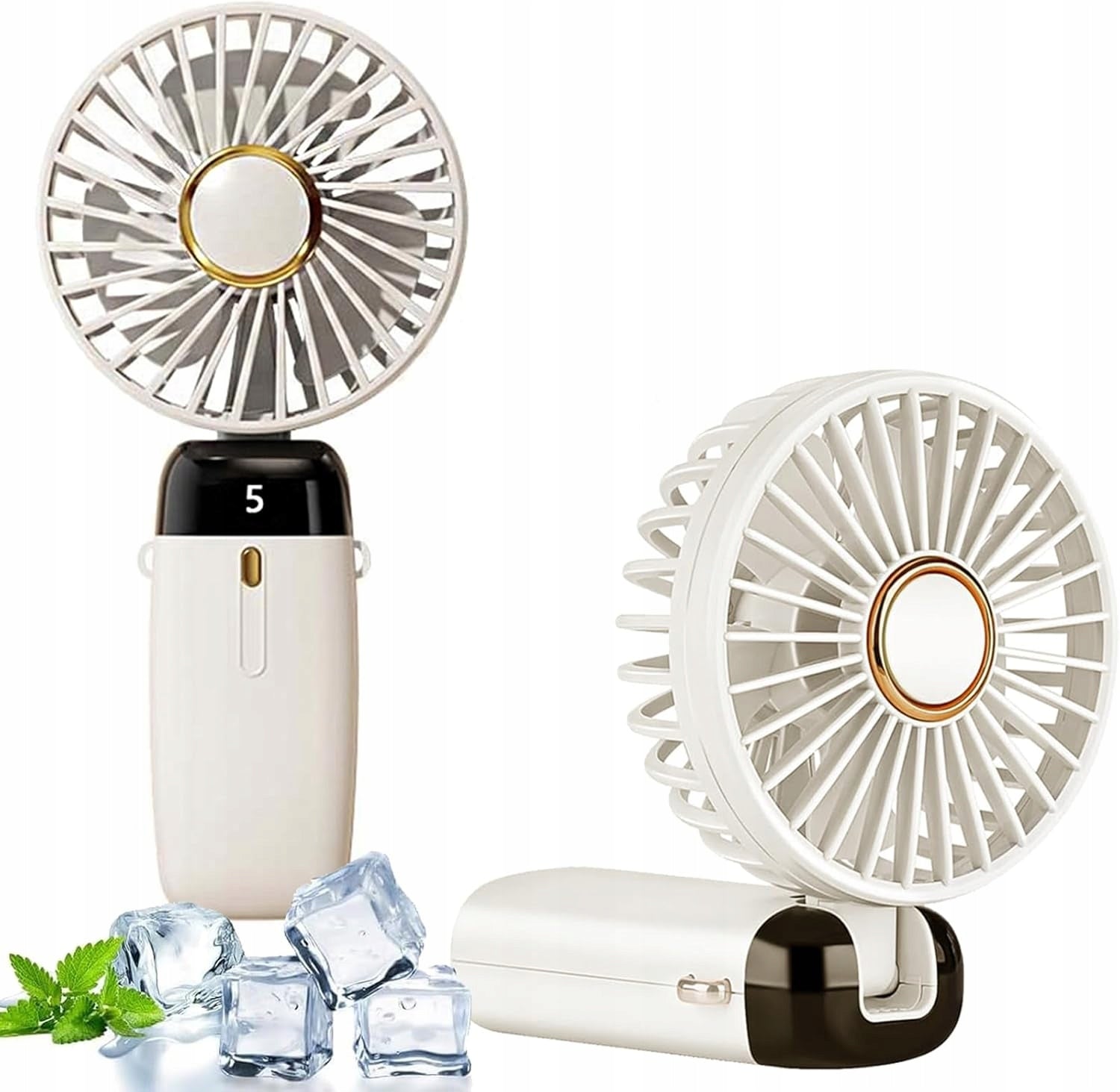 Portable Fan 5 Speed LED 15H Working Folding USB Quiet