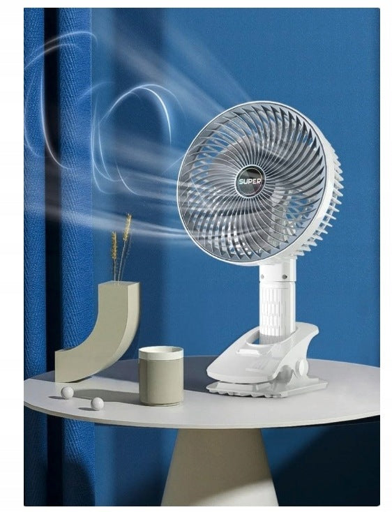 Portable Fan with Clip for Desk people Trolley USB Rechargeable 360° Functions none